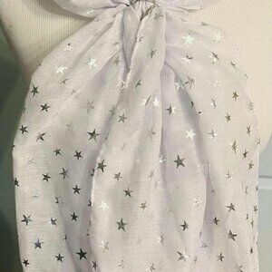 NWT Handmade Silver Star Scarf by Sana – Festive Elegance Design